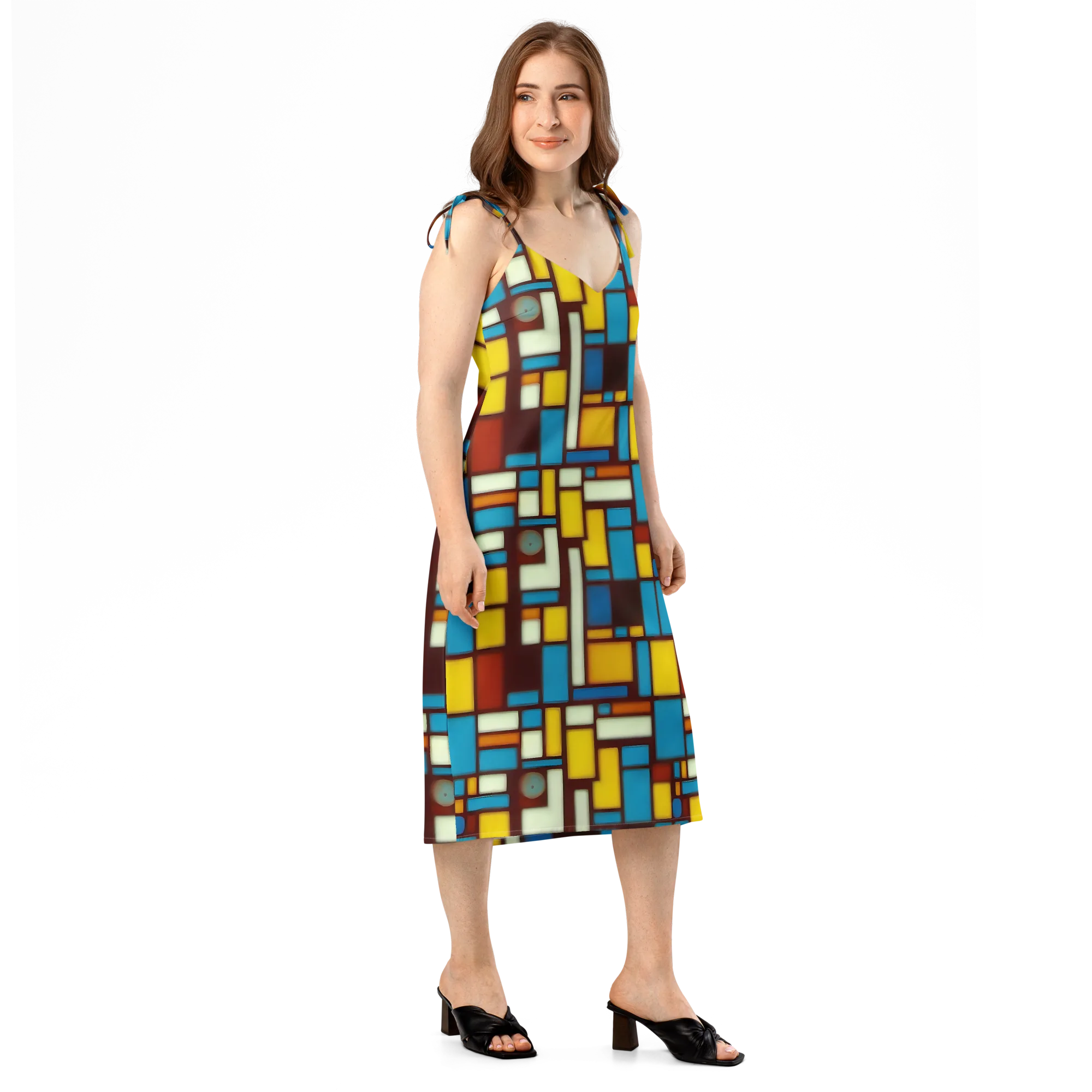 Burgundy Blocks on Slip Dress — Right Front