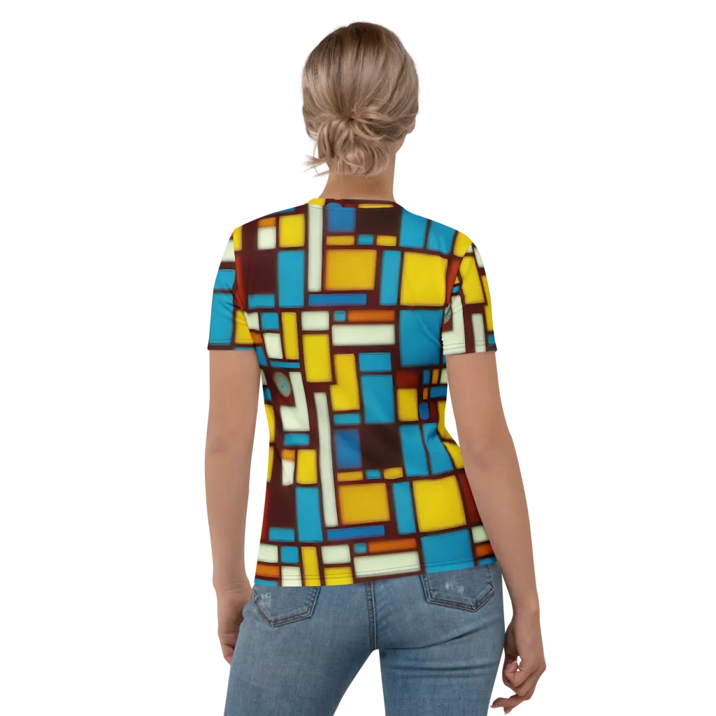 Burgundy Blocks on Women's Crew Neck T-Shirt — Back