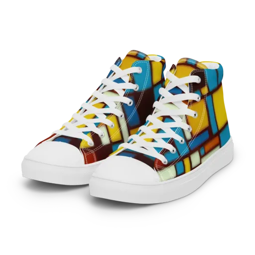 Burgundy Blocks on a Women's High Top Canvas Shoes