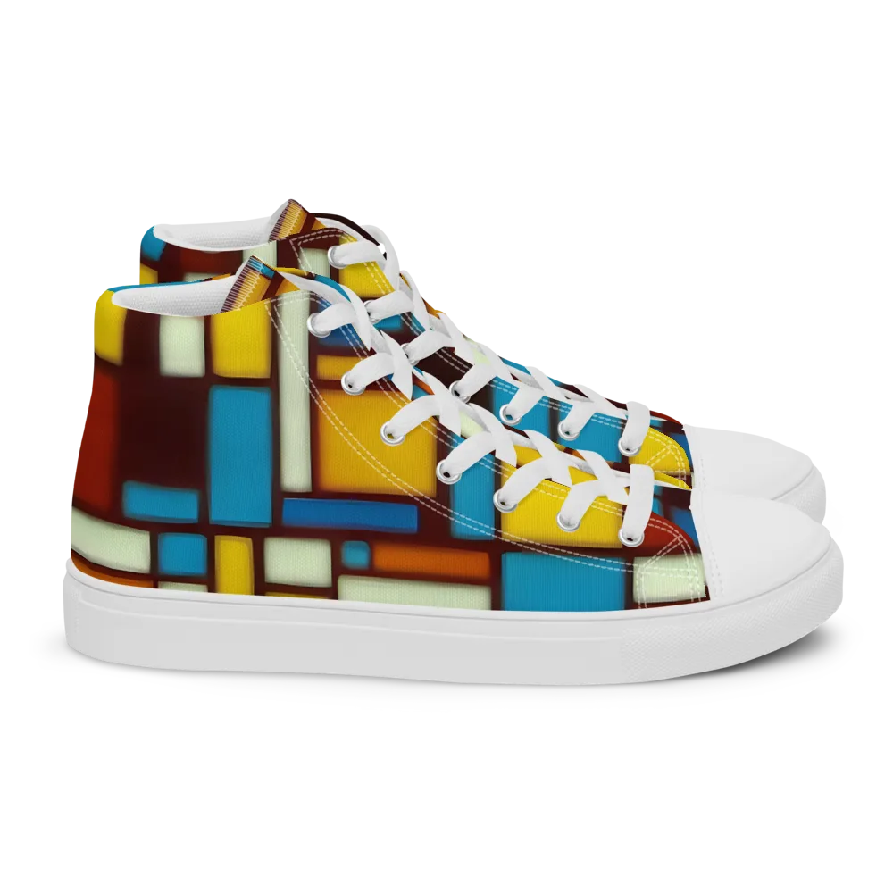 Burgundy Blocks on Women's High Top Canvas Shoes — Right