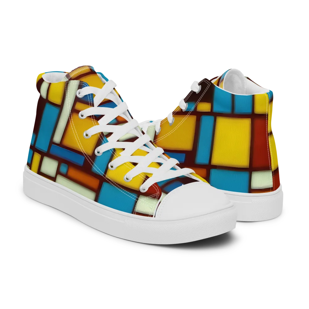Burgundy Blocks on Women's High Top Canvas Shoes — Right