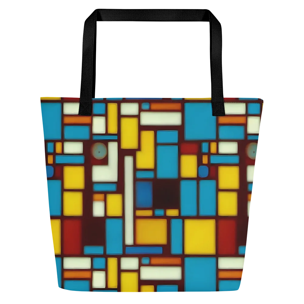 Burgundy Blocks on Large Tote Bag W/ Pocket — Front