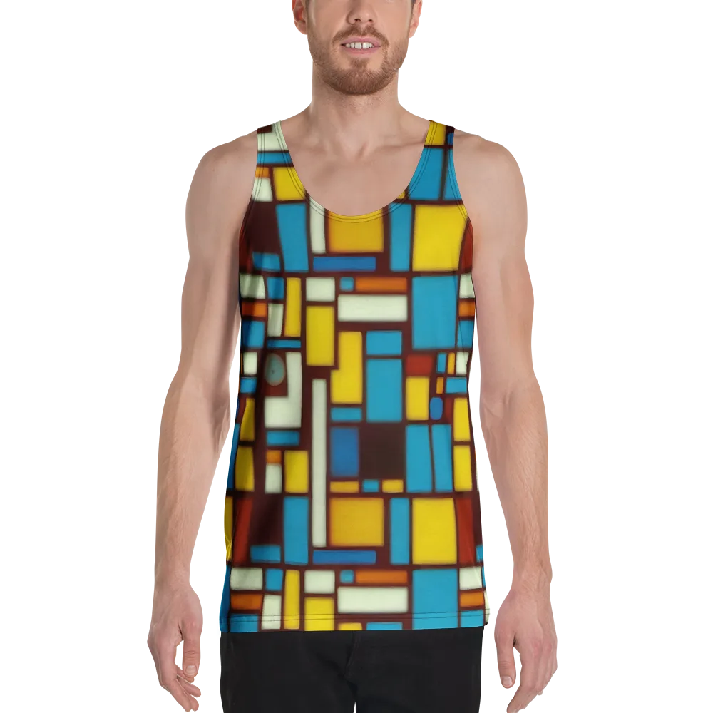 Burgundy Blocks on Men's Tank Top — Front