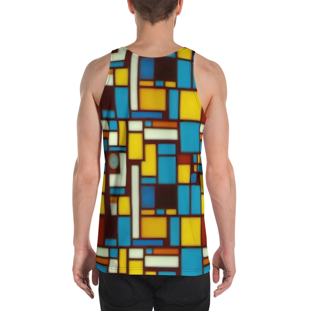 Burgundy Blocks on Men's Tank Top — Back