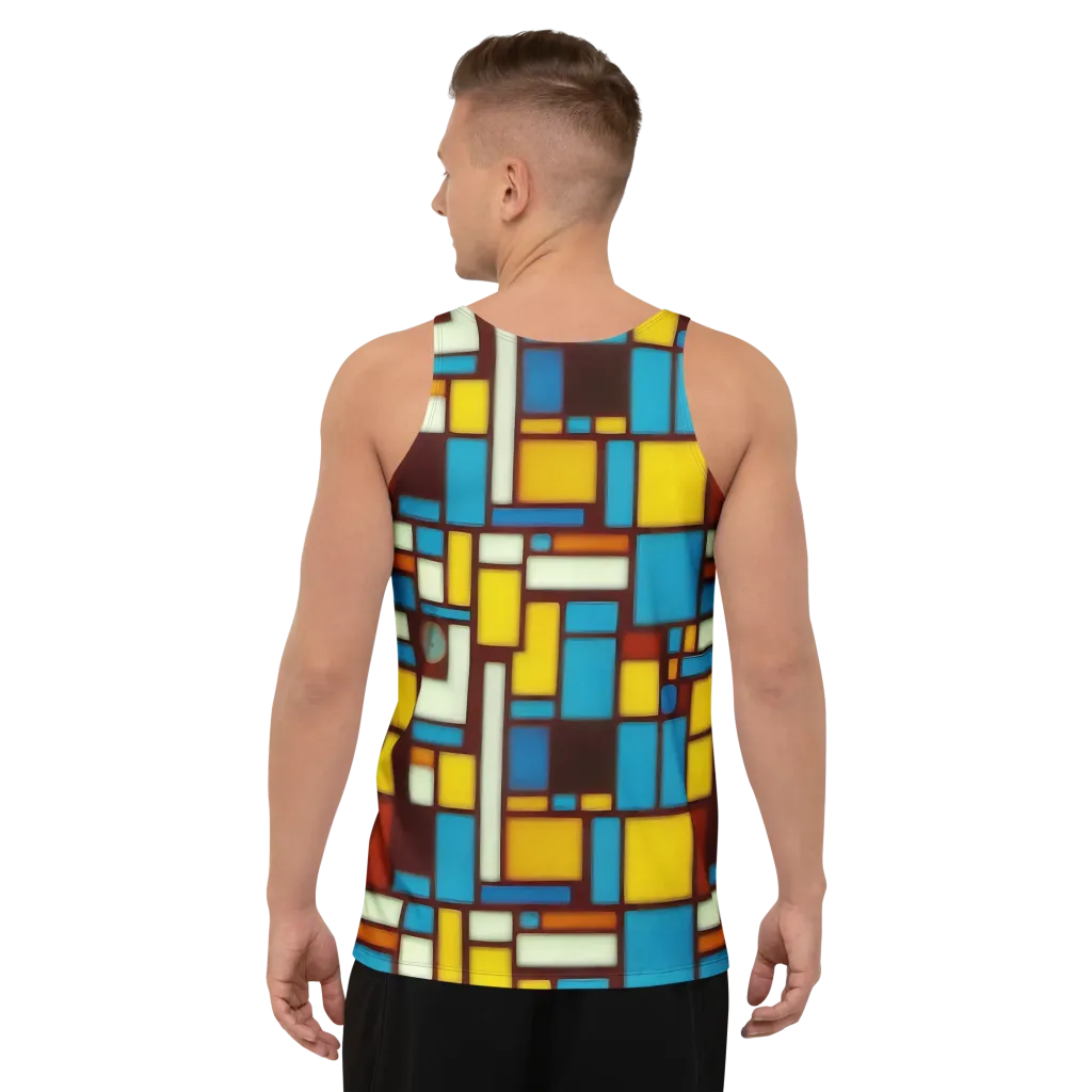 Burgundy Blocks on Men's Tank Top — Back