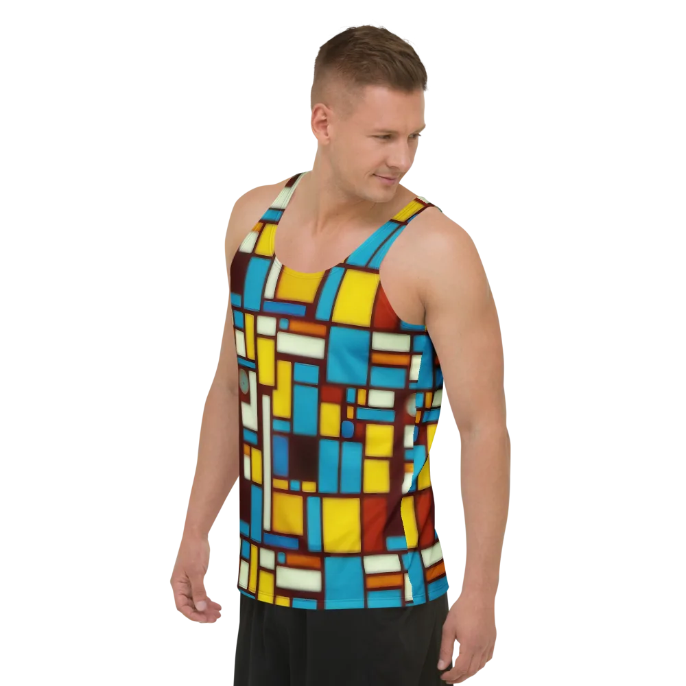 Burgundy Blocks on Men's Tank Top — Left Front