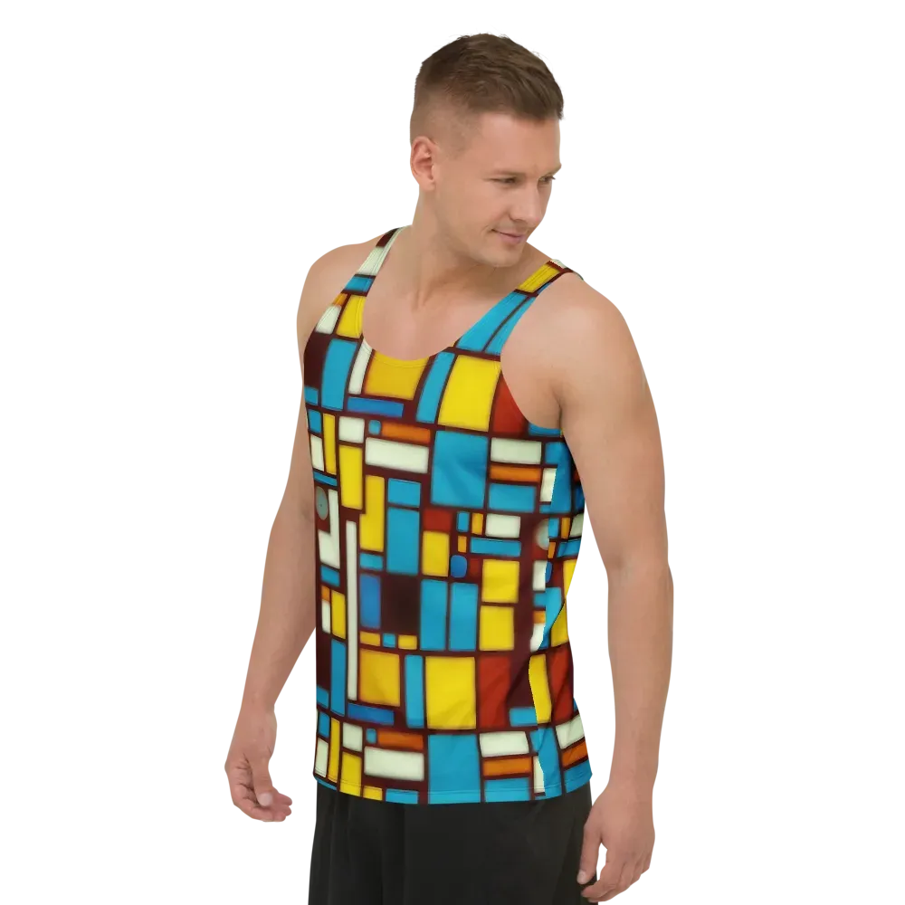 Burgundy Blocks on Men's Tank Top — Left Front