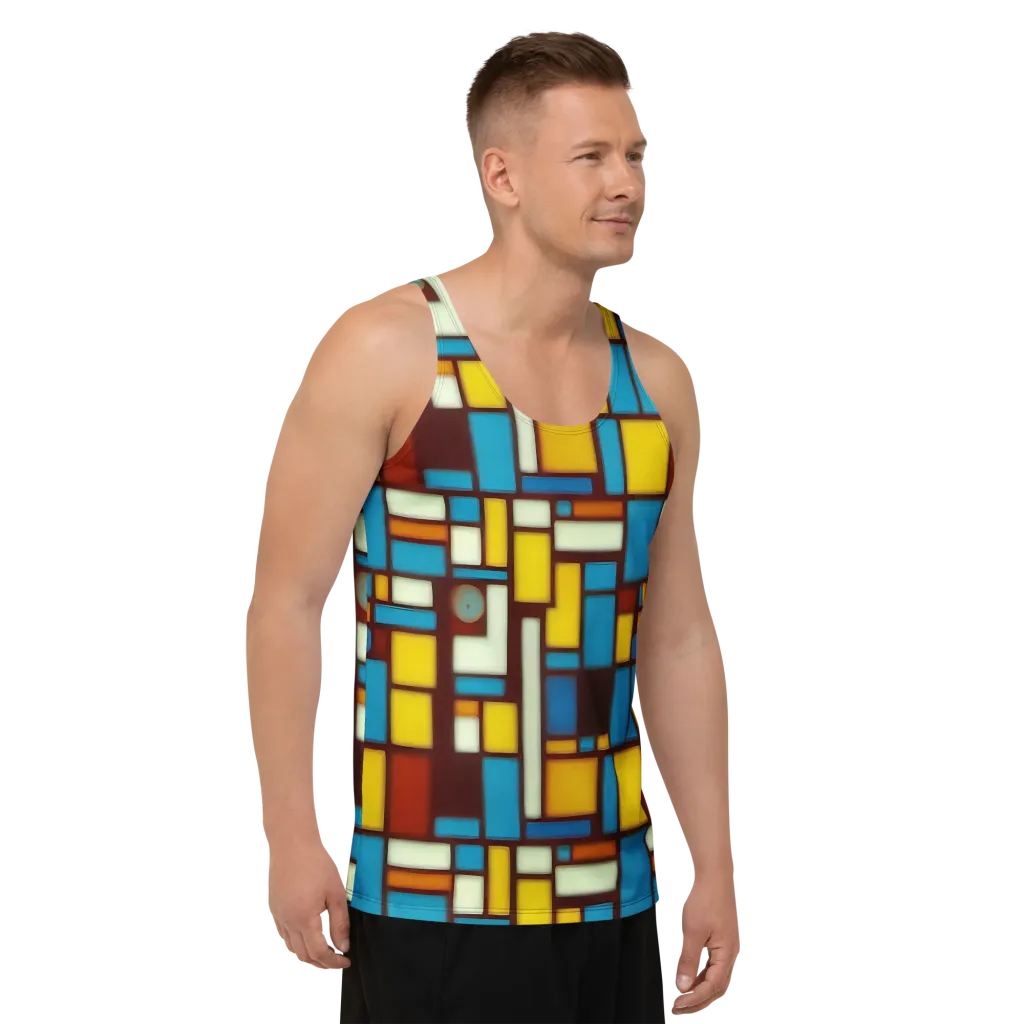 Burgundy Blocks on Men's Tank Top — Right Front