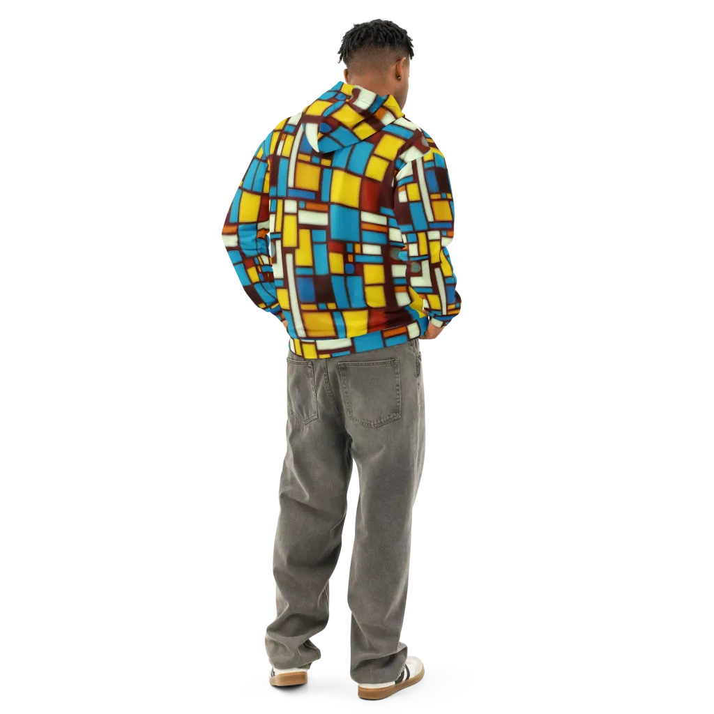 Burgundy Blocks on Cotton Hoodie — Back