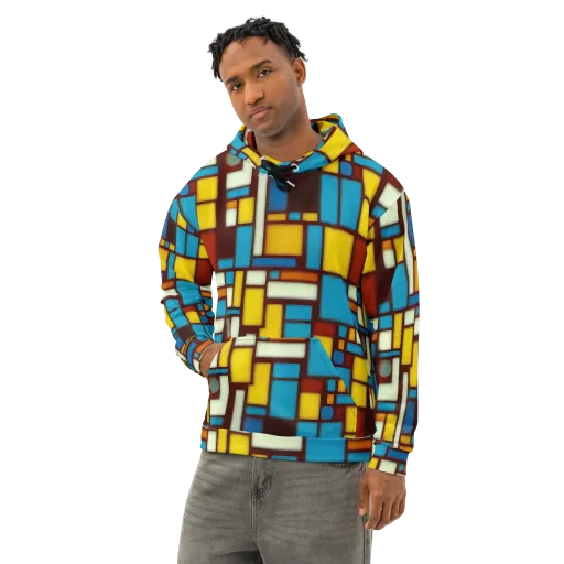 Burgundy Blocks on a Cotton Hoodie