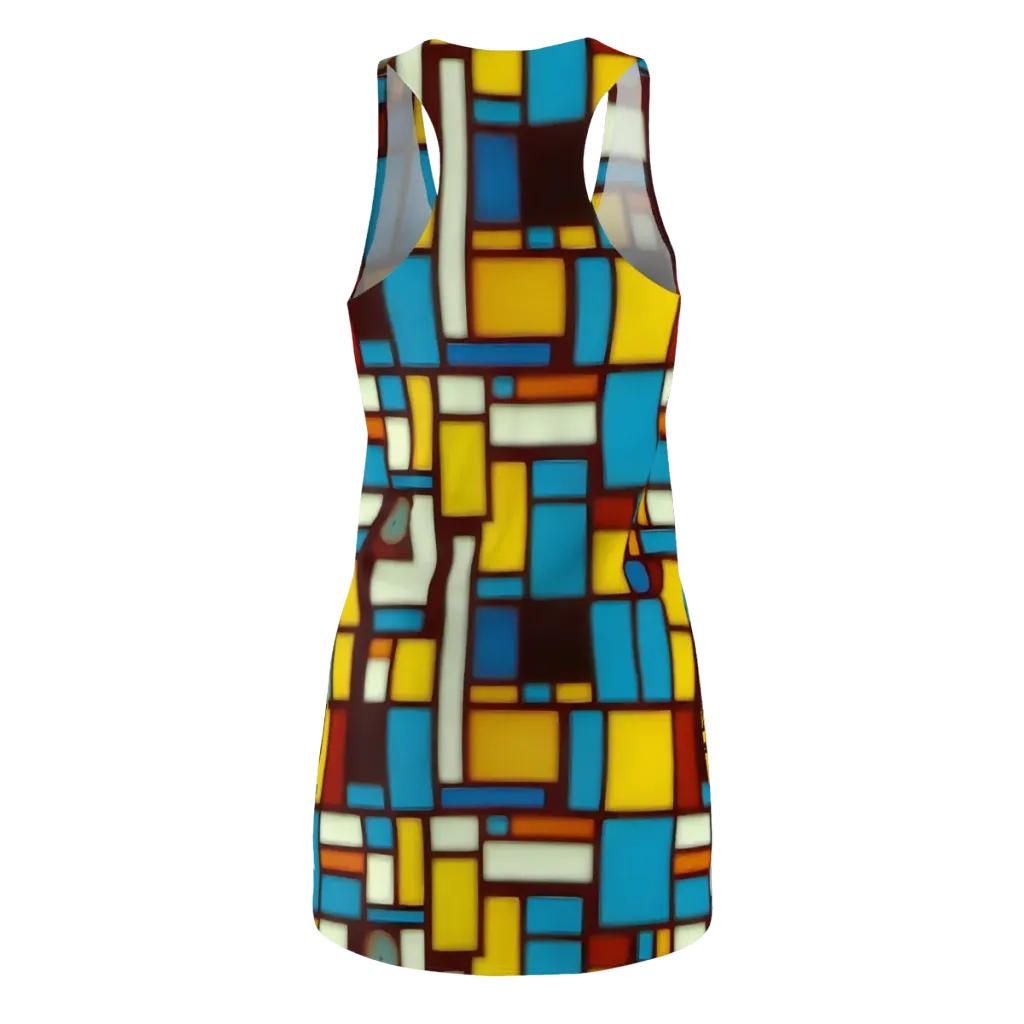 Burgundy Blocks on Racerback Dress — Back
