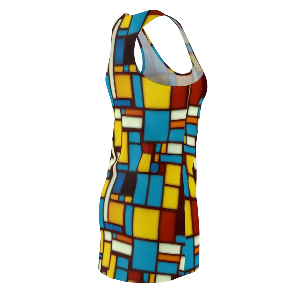 Burgundy Blocks on Racerback Dress — Back Side