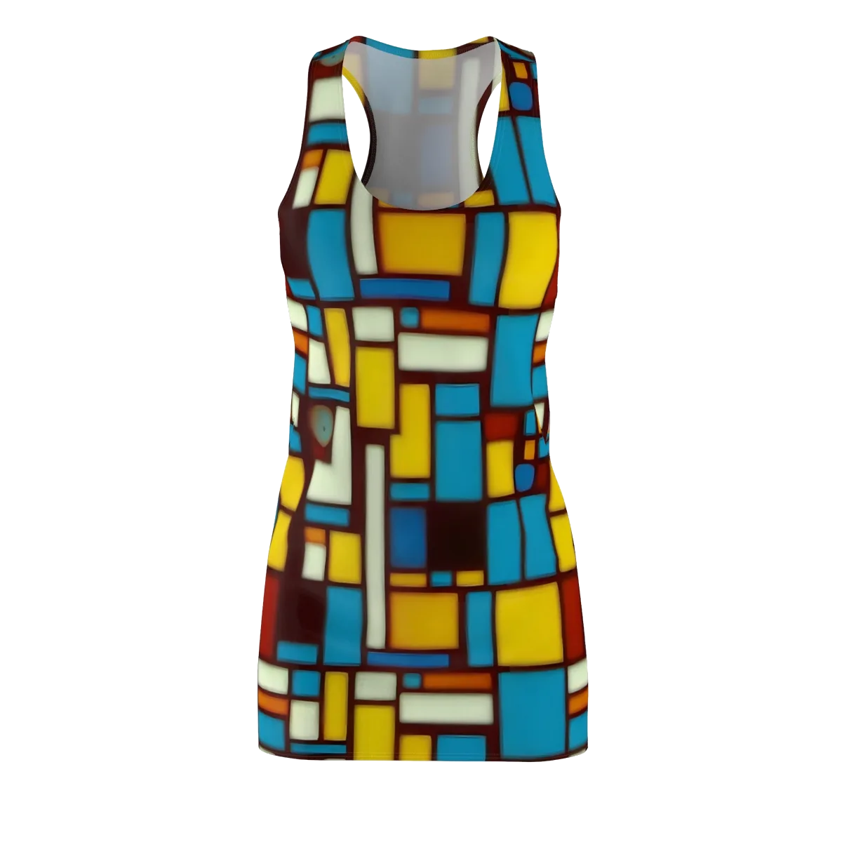 Burgundy Blocks on Racerback Dress — Front