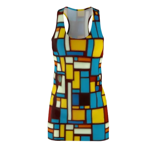 Burgundy Blocks on a Racerback Dress