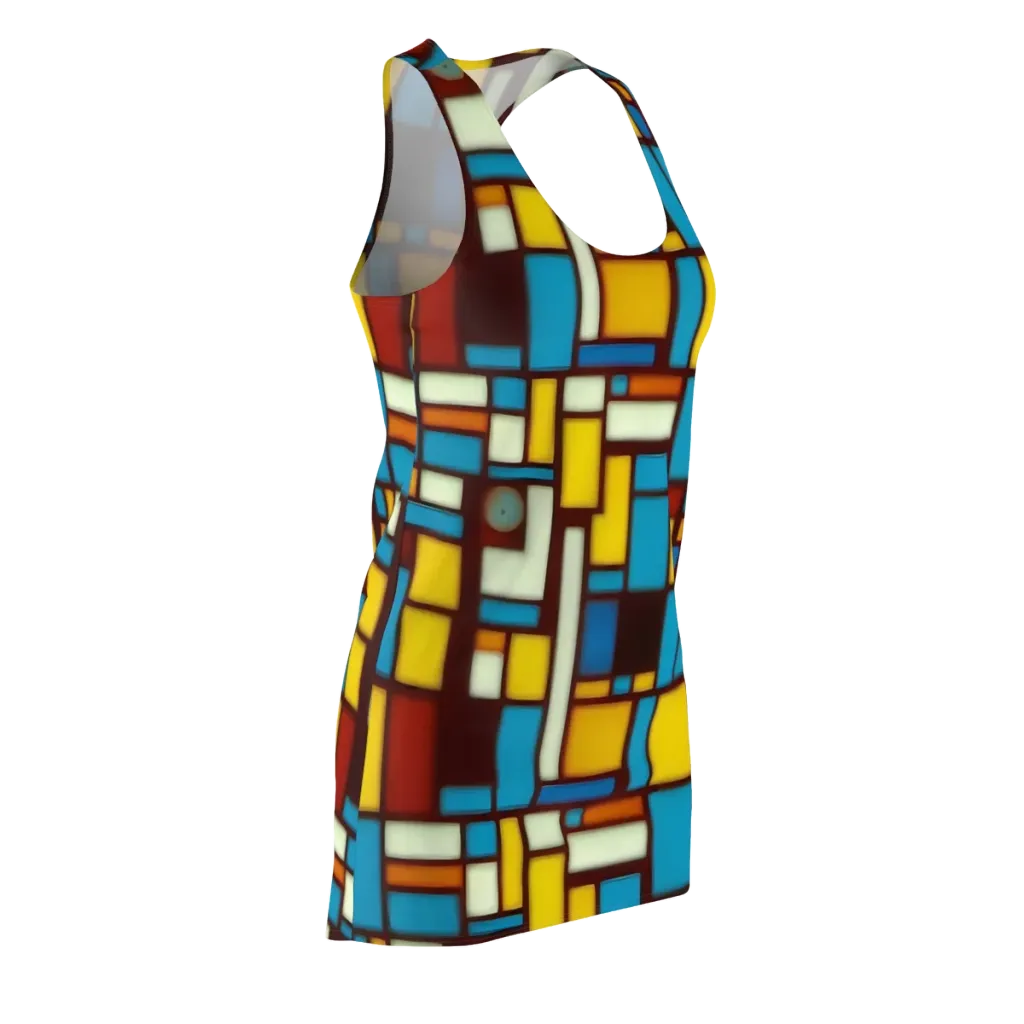 Burgundy Blocks on Racerback Dress — Front Side