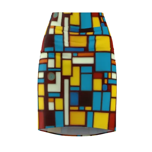 Burgundy Blocks on a Pencil Skirt