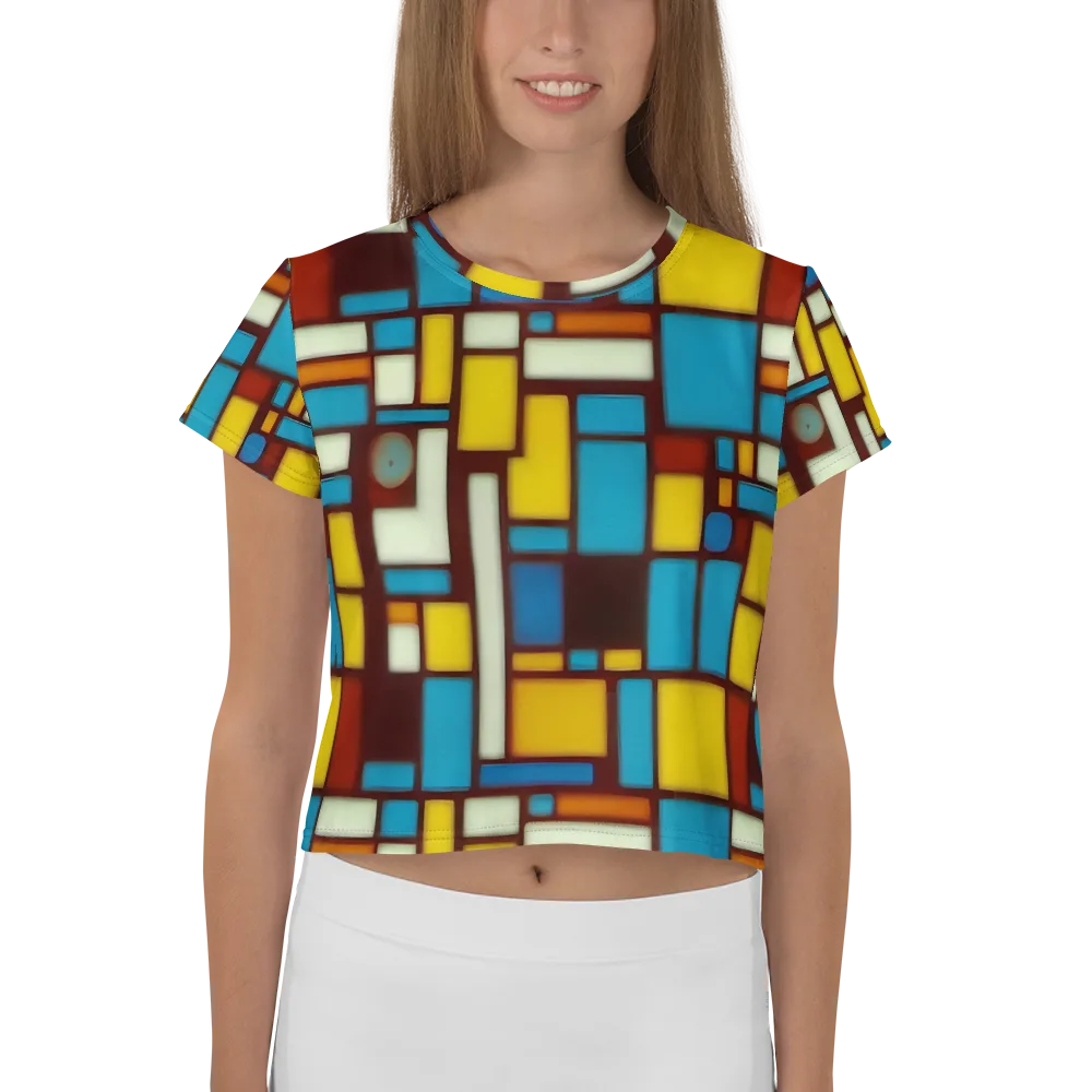 Burgundy Blocks on Crop Tee — Front