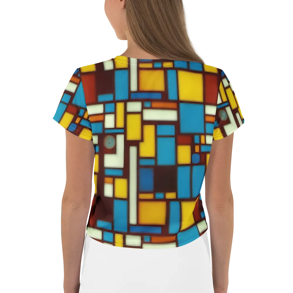 Burgundy Blocks on Crop Tee — Back