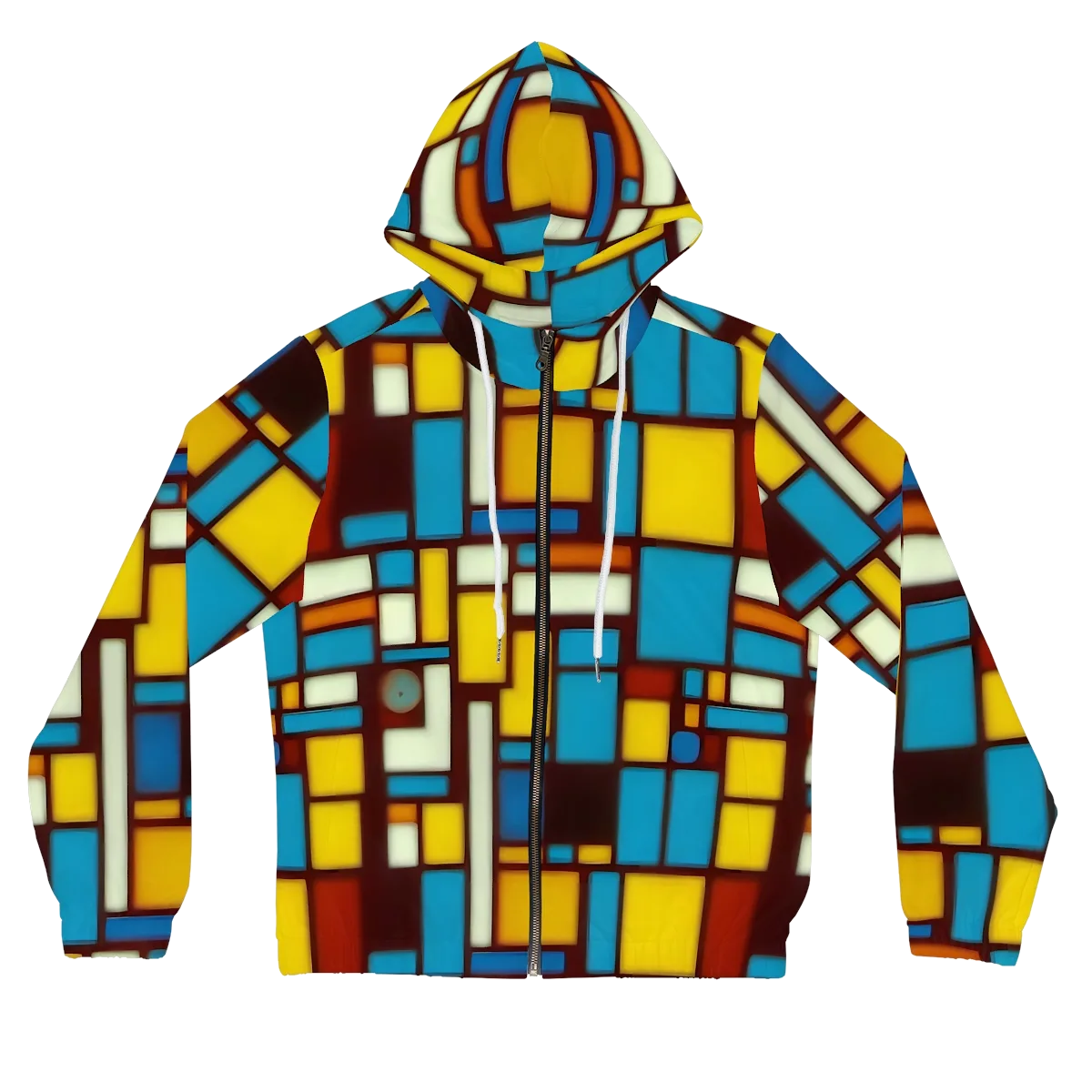 Burgundy Blocks on Women's Full-Zip Hoodie — Front