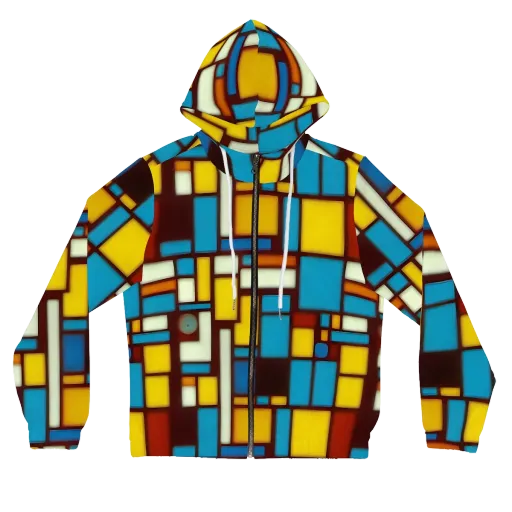 Burgundy Blocks on a Women's Full-Zip Hoodie