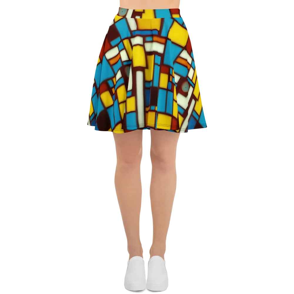 Burgundy Blocks on Skater Skirt — Front