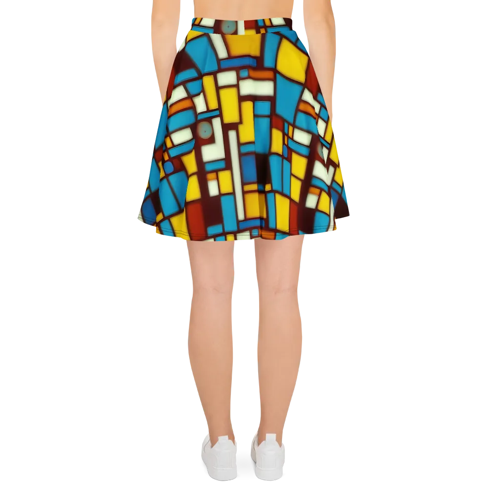 Burgundy Blocks on Skater Skirt — Back
