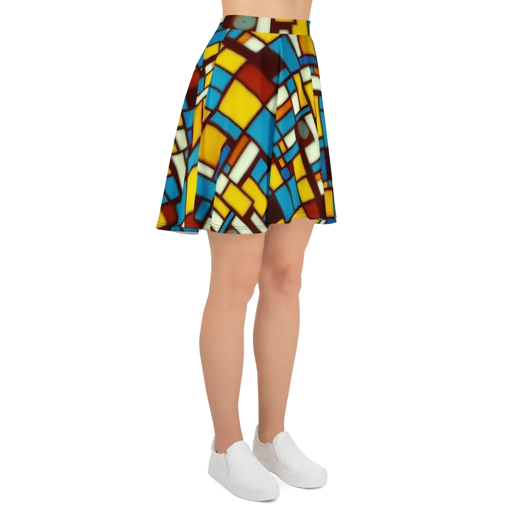 Burgundy Blocks on Skater Skirt — Right
