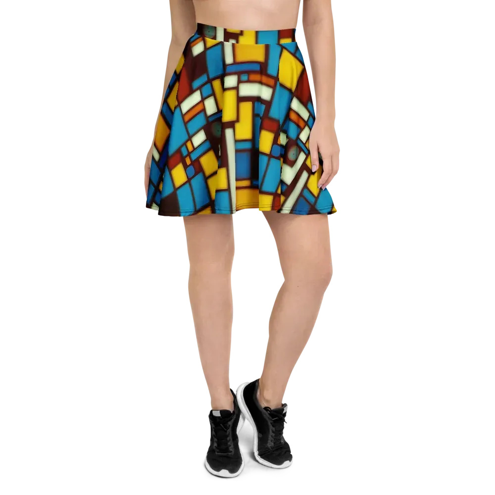 Burgundy Blocks on Skater Skirt — Front