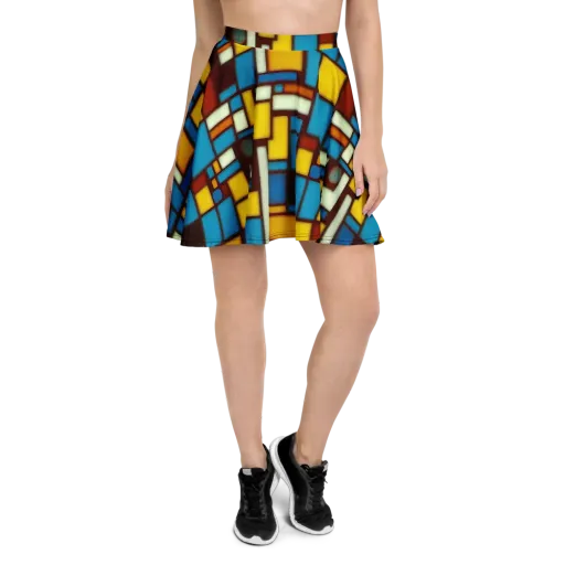 Burgundy Blocks on a Skater Skirt