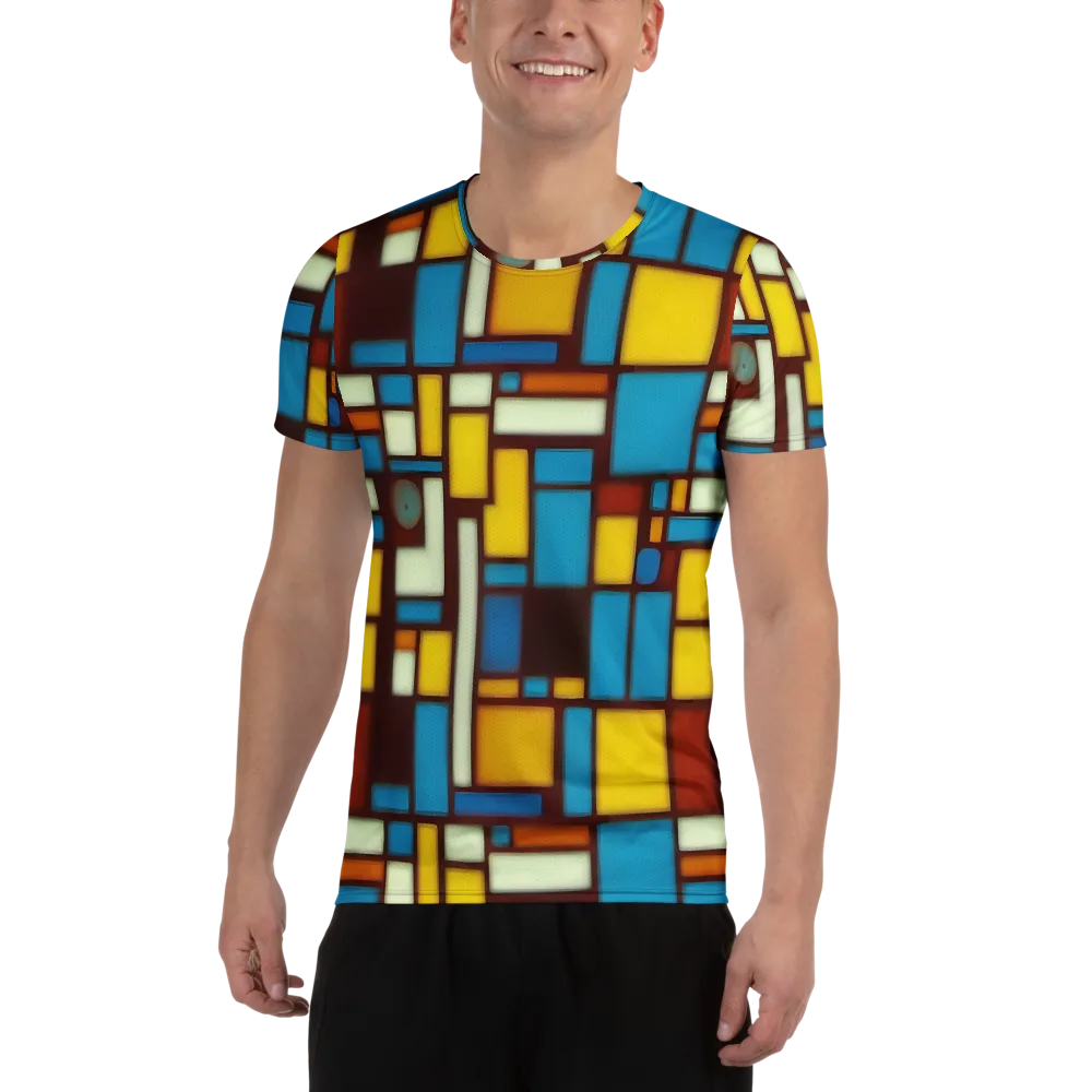 Burgundy Blocks on Men's Athletic T-Shirt — Front