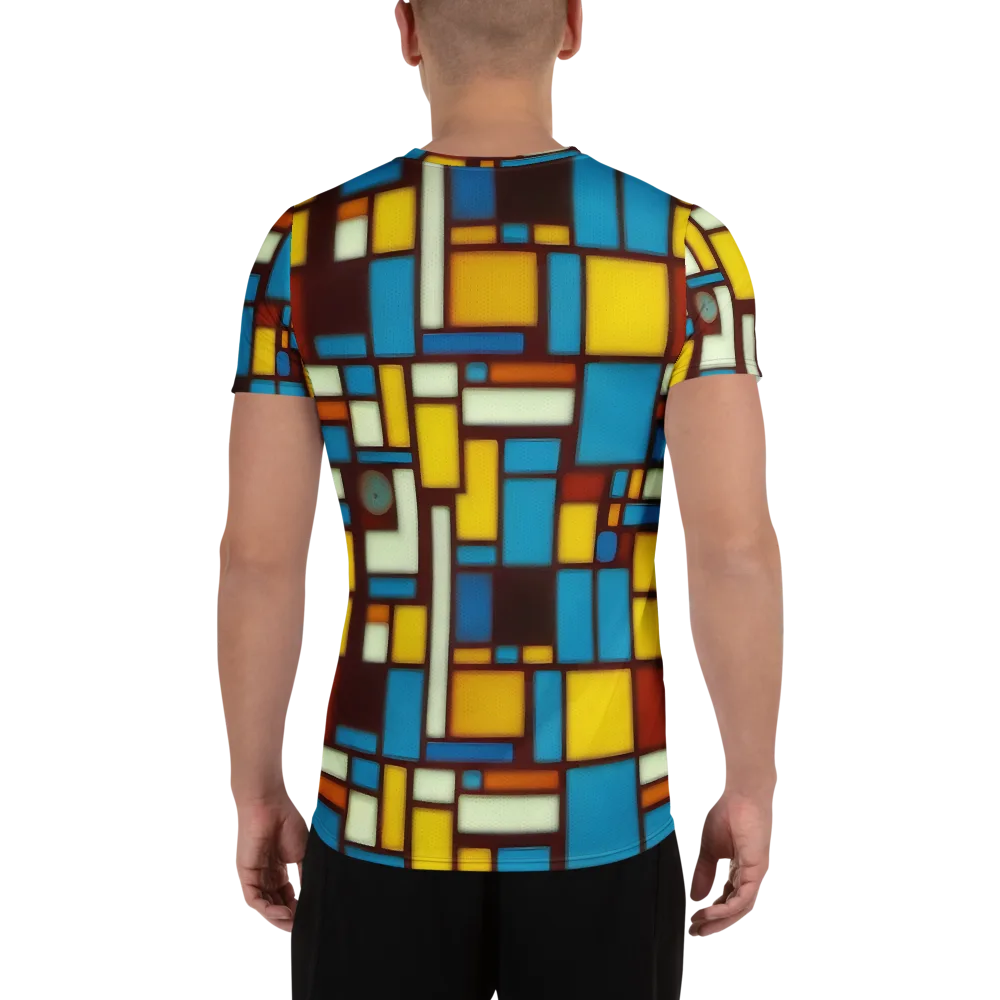 Burgundy Blocks on Men's Athletic T-Shirt — Back