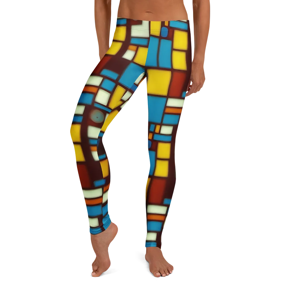 Burgundy Blocks on Leggings — Front