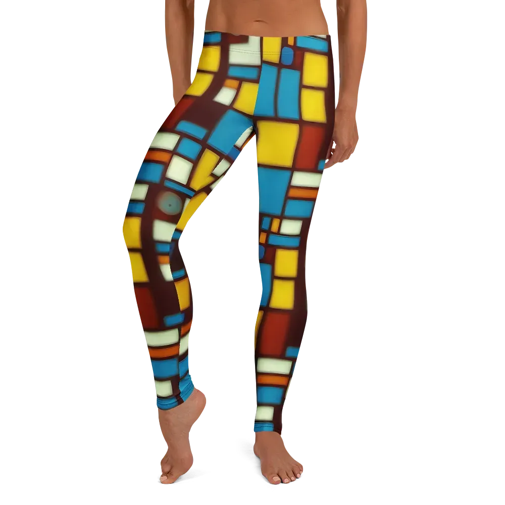 Burgundy Blocks on Leggings — Front