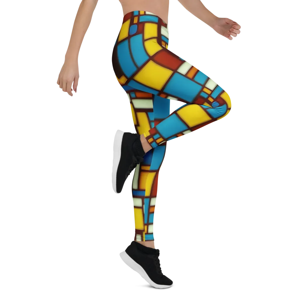 Burgundy Blocks on Leggings — Right