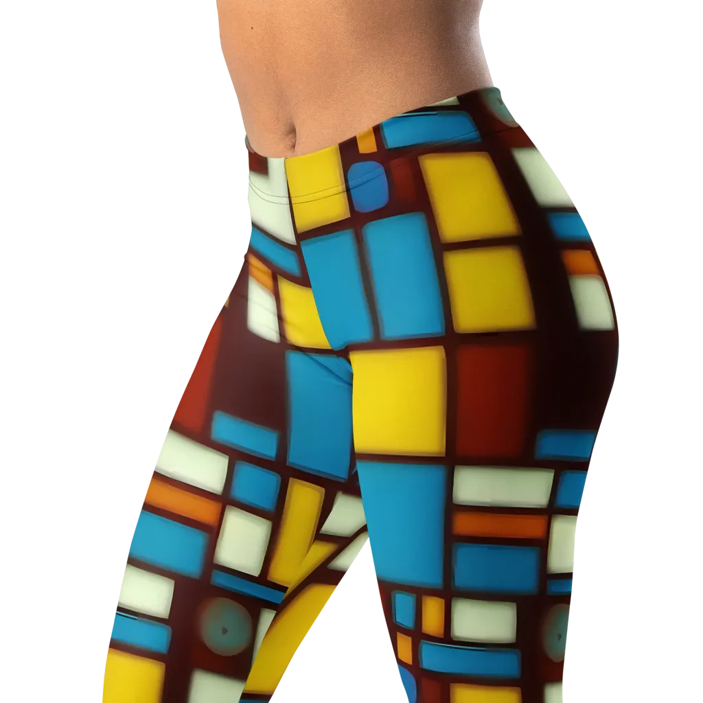 Burgundy Blocks on Leggings — Left Front
