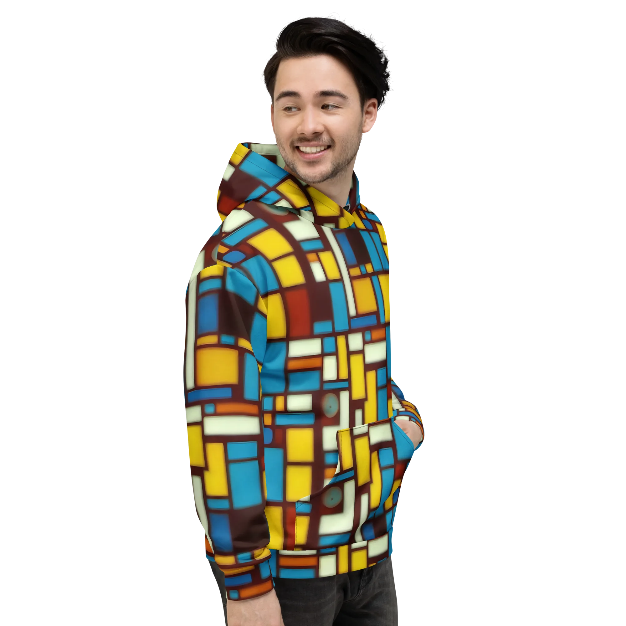 Burgundy Blocks on Hoodie — Right