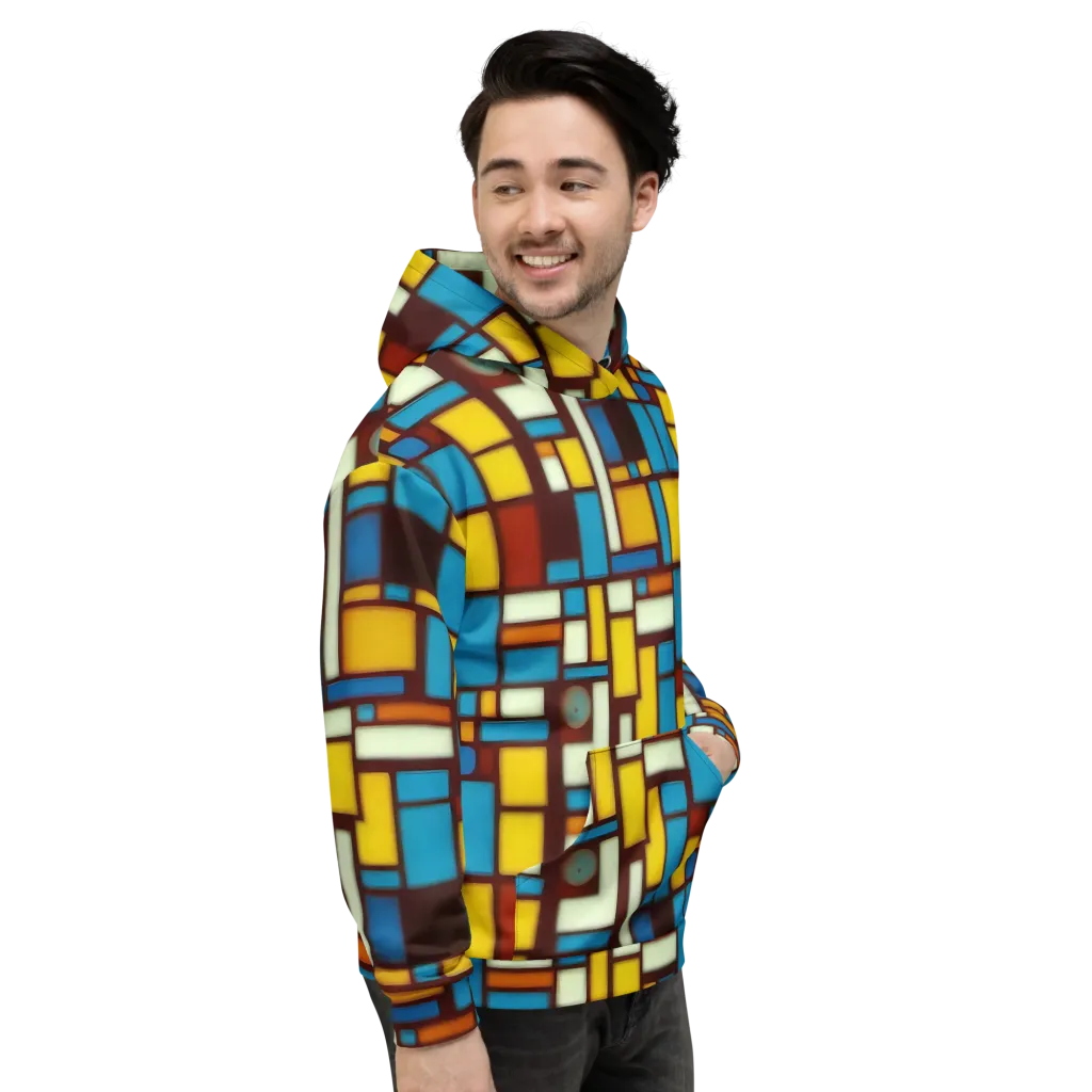 Burgundy Blocks on Hoodie — Right