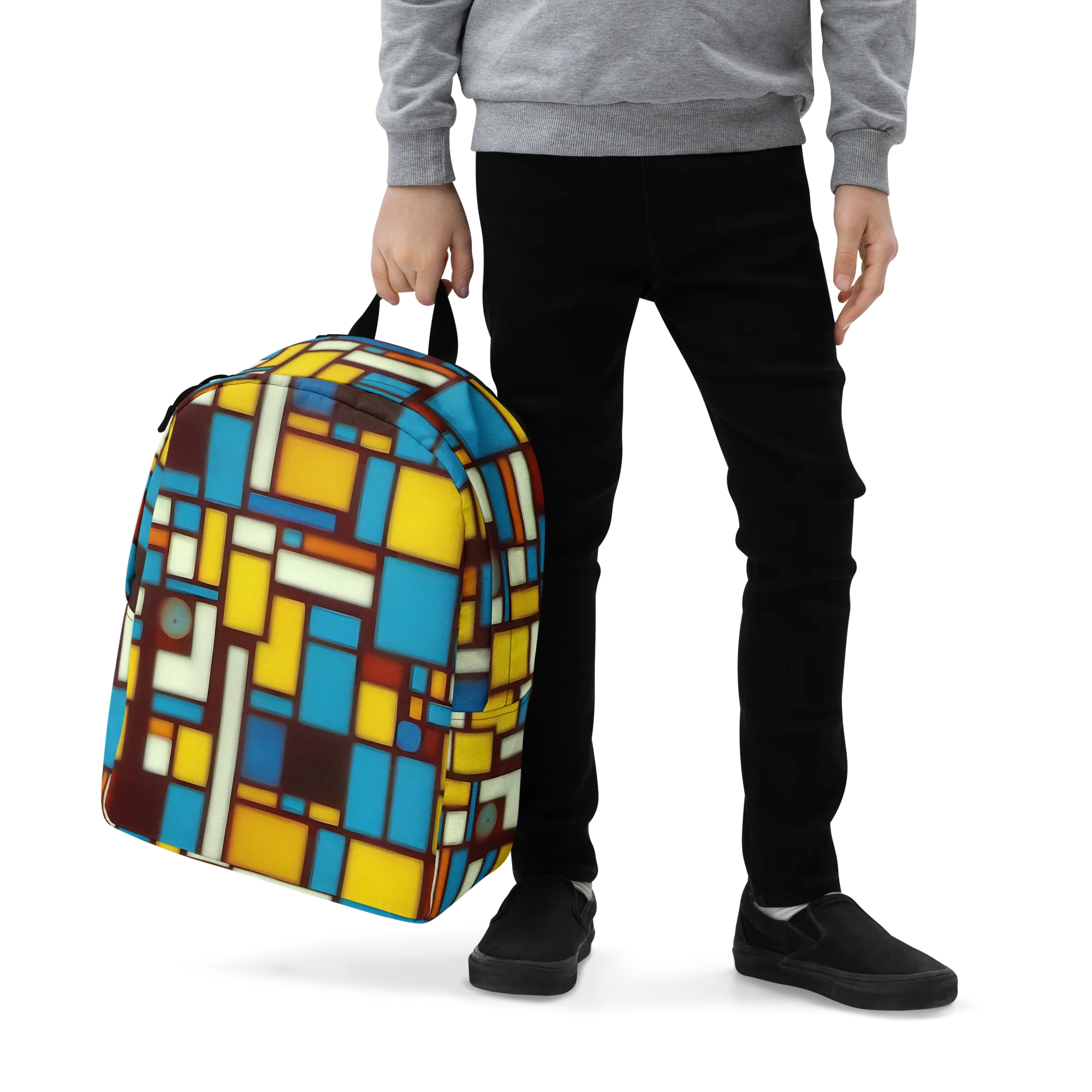 Burgundy Blocks on Minimalist Backpack — Zoomed-in