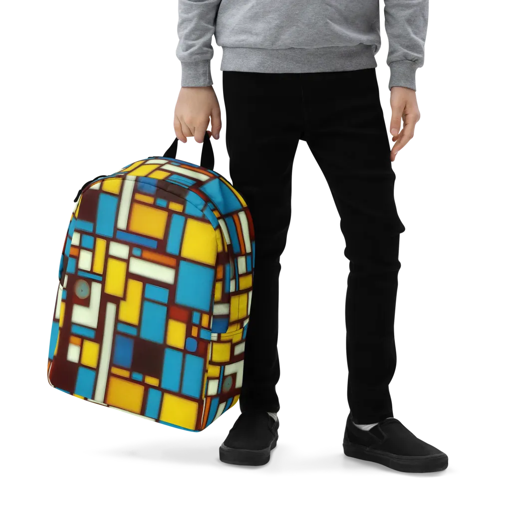 Burgundy Blocks on Minimalist Backpack — Zoomed-in