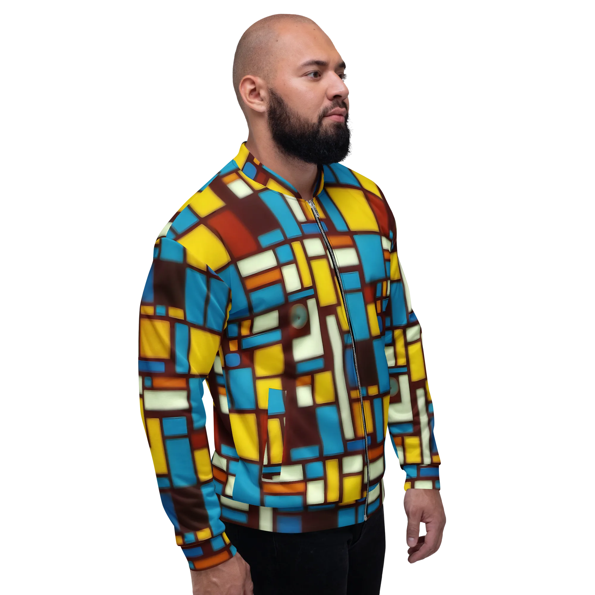 Burgundy Blocks on Bomber Jacket — Right