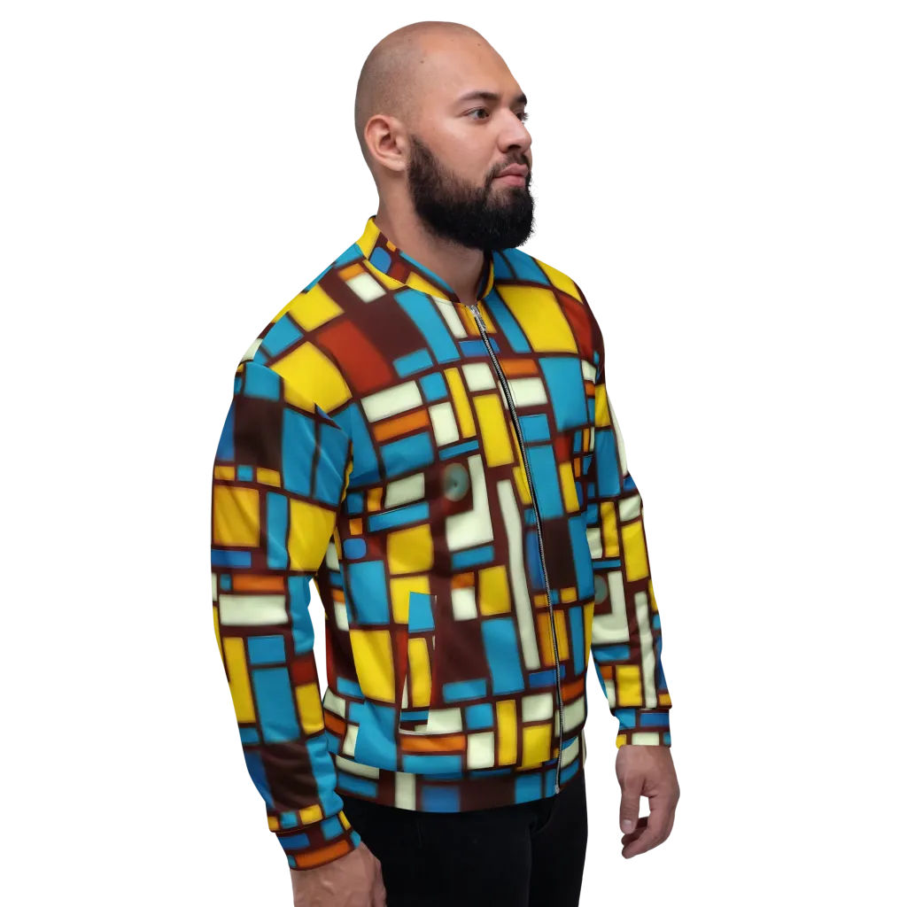 Burgundy Blocks on Bomber Jacket — Right