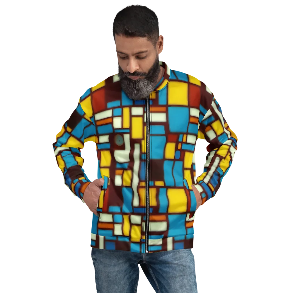 Burgundy Blocks on Bomber Jacket — Front