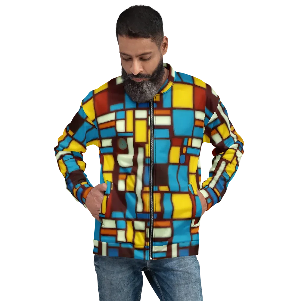 Burgundy Blocks on Bomber Jacket — Front