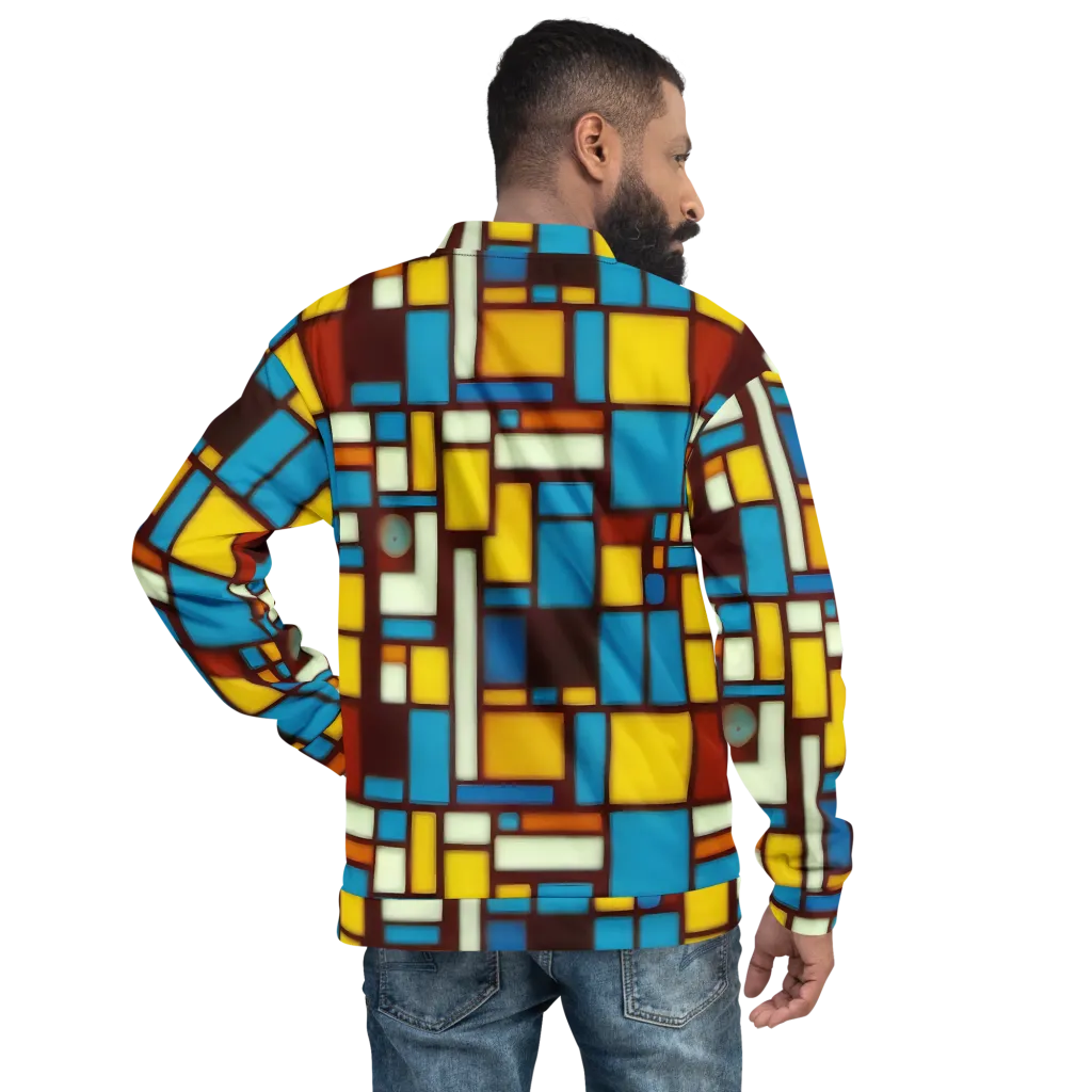 Burgundy Blocks on Bomber Jacket — Back