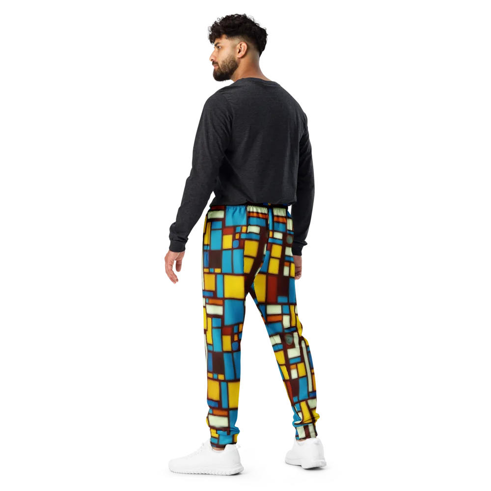 Burgundy Blocks on Men's Joggers — Back