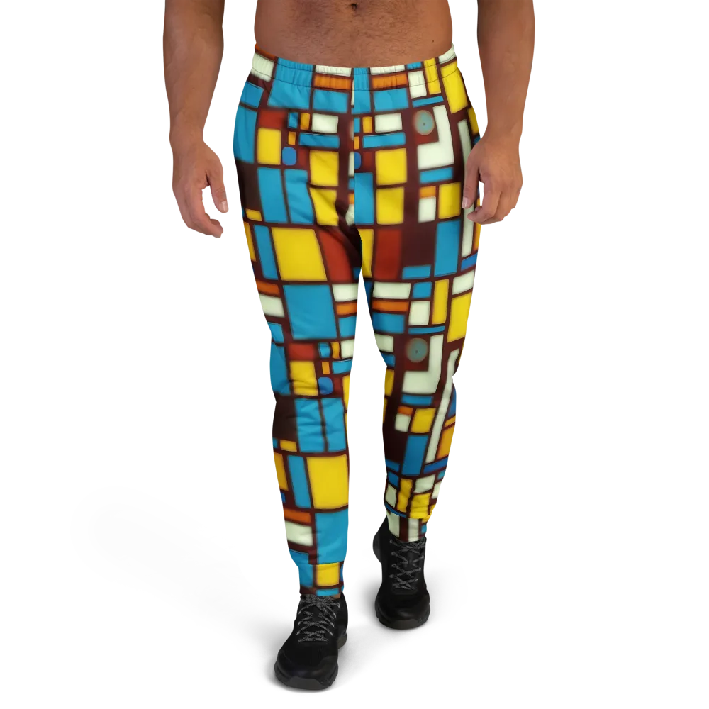 Burgundy Blocks on Men's Joggers — Front