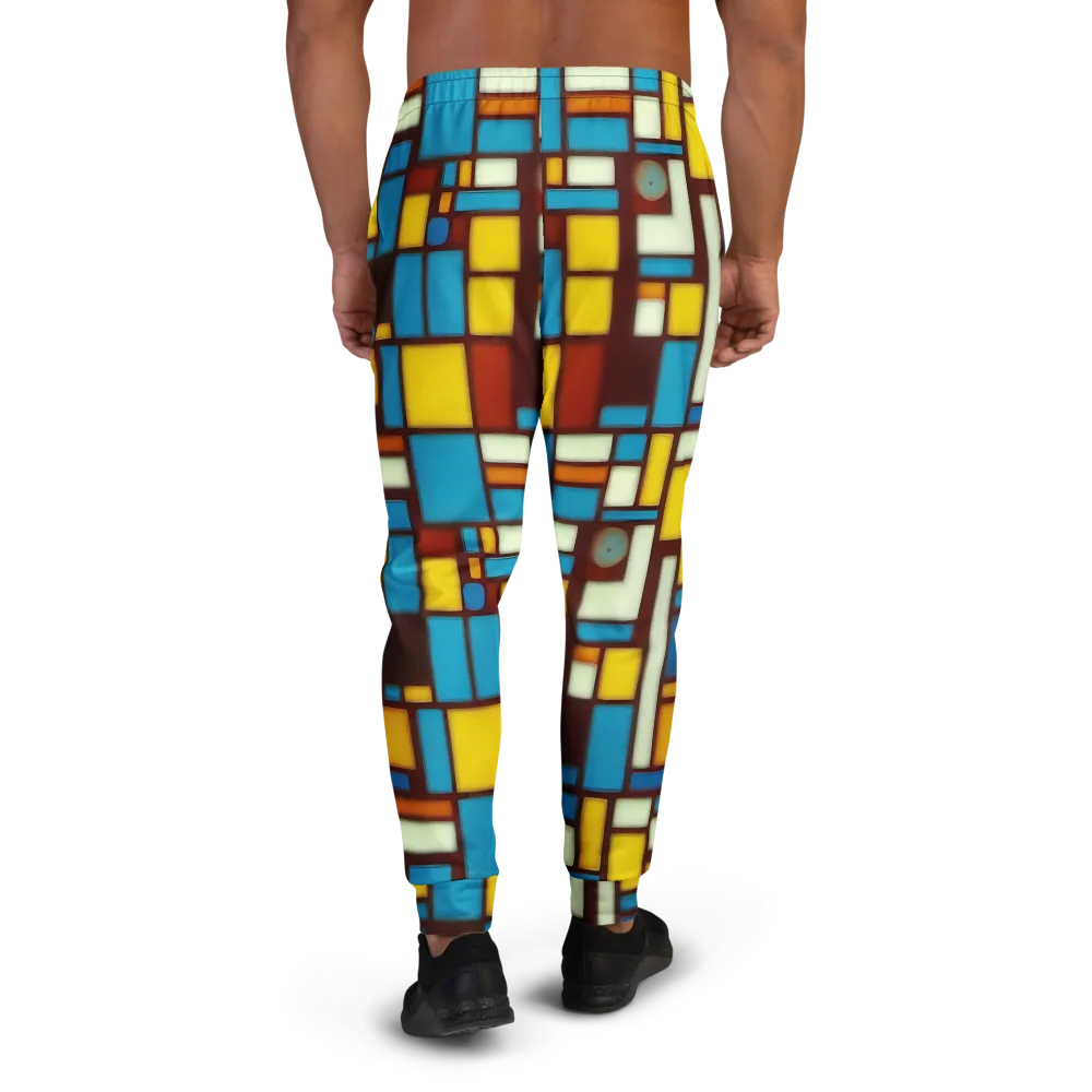 Burgundy Blocks on Men's Joggers — Back
