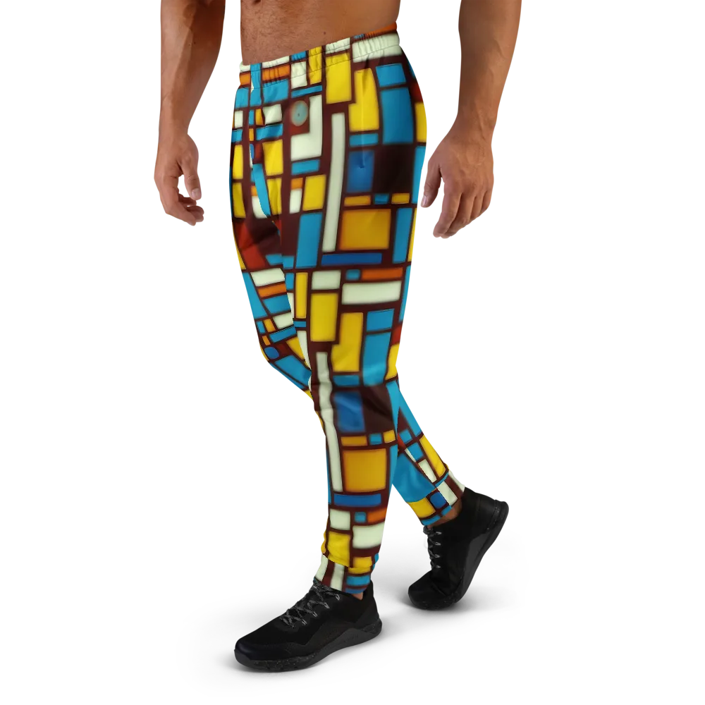 Burgundy Blocks on Men's Joggers — Left