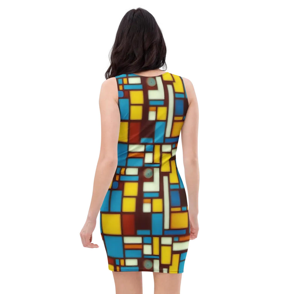 Burgundy Blocks on Bodycon Dress — Back