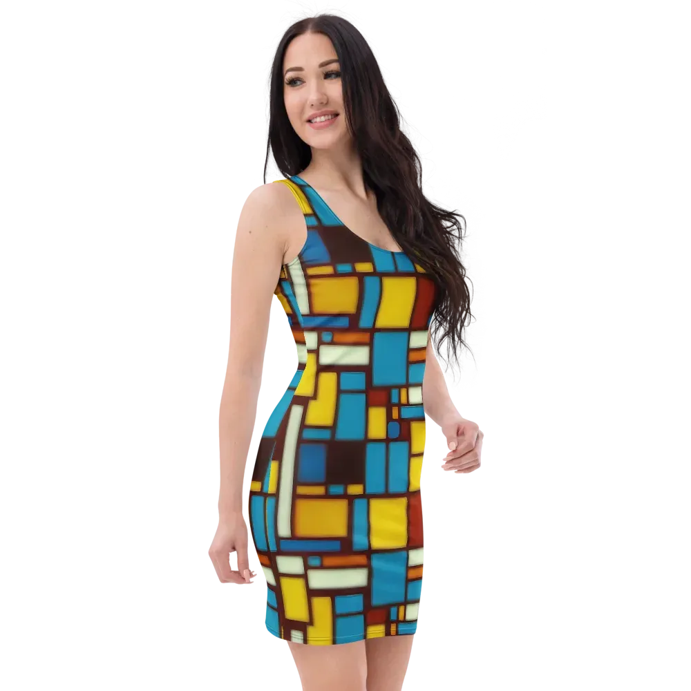 Burgundy Blocks on Bodycon Dress — Right Front